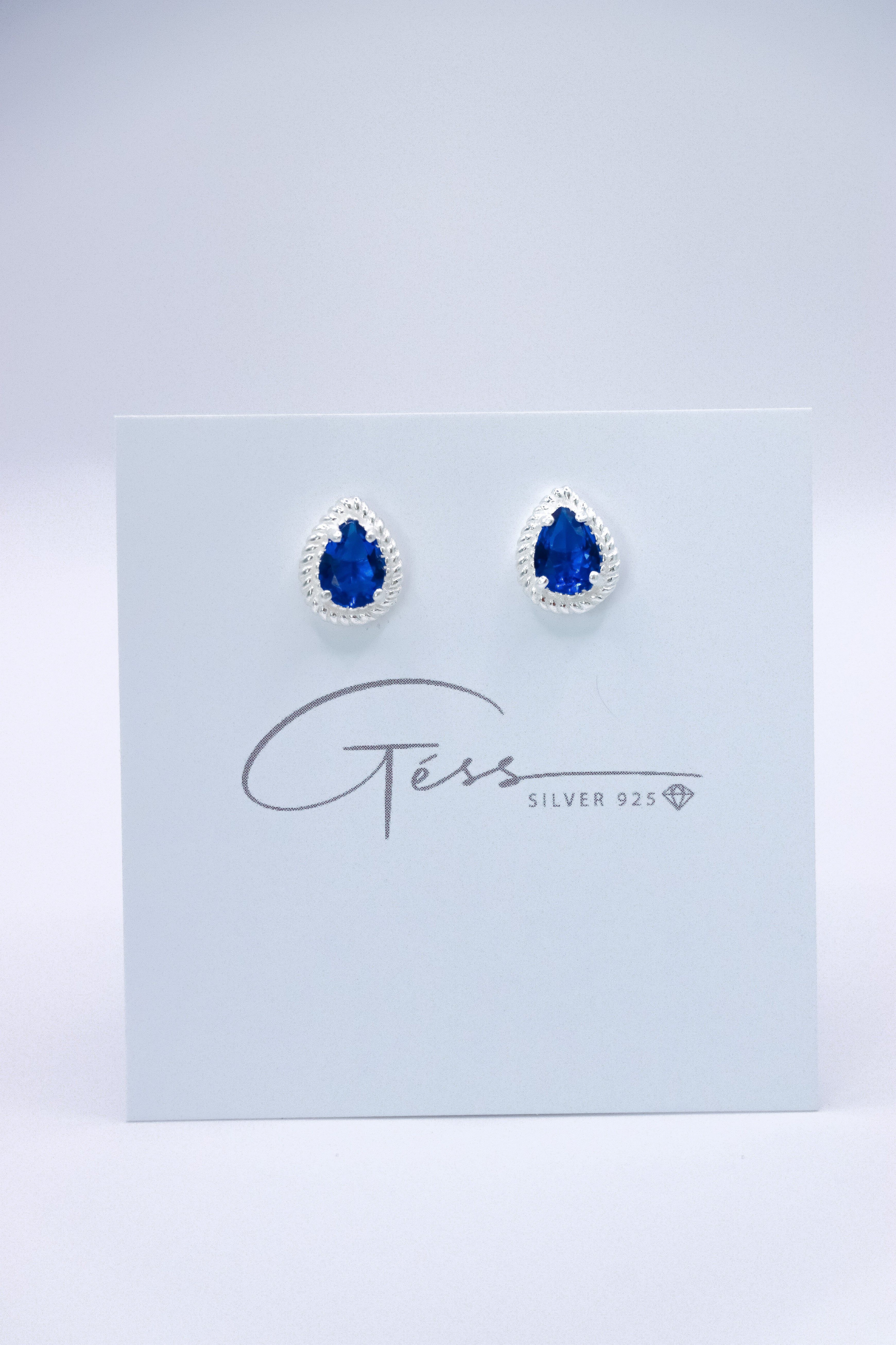 CUBIC ZIRCONIA BLUE SAPPHIRE EARRING