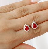 CUBIC ZIRCONIA RUBY EARRING