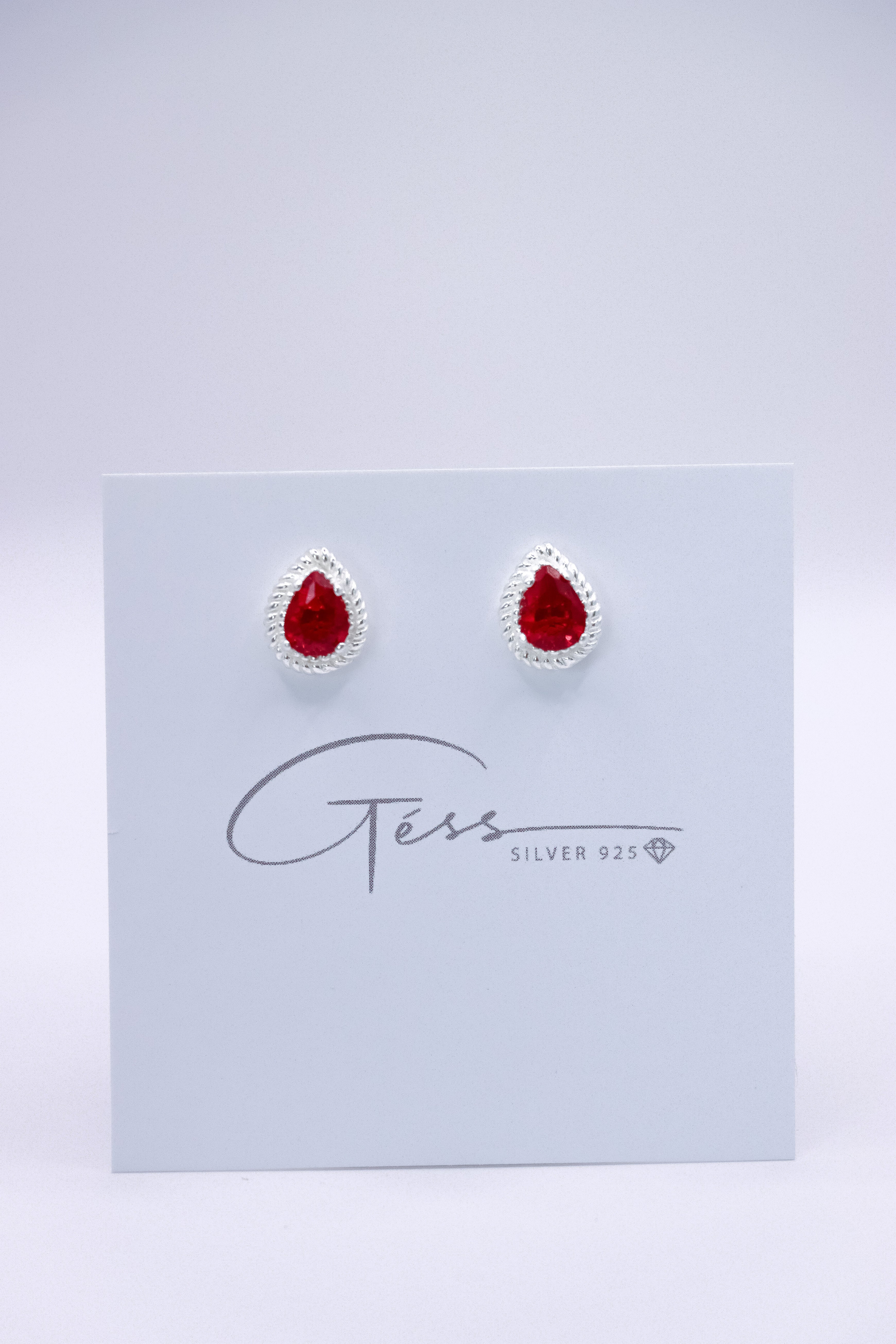 CUBIC ZIRCONIA RUBY EARRING