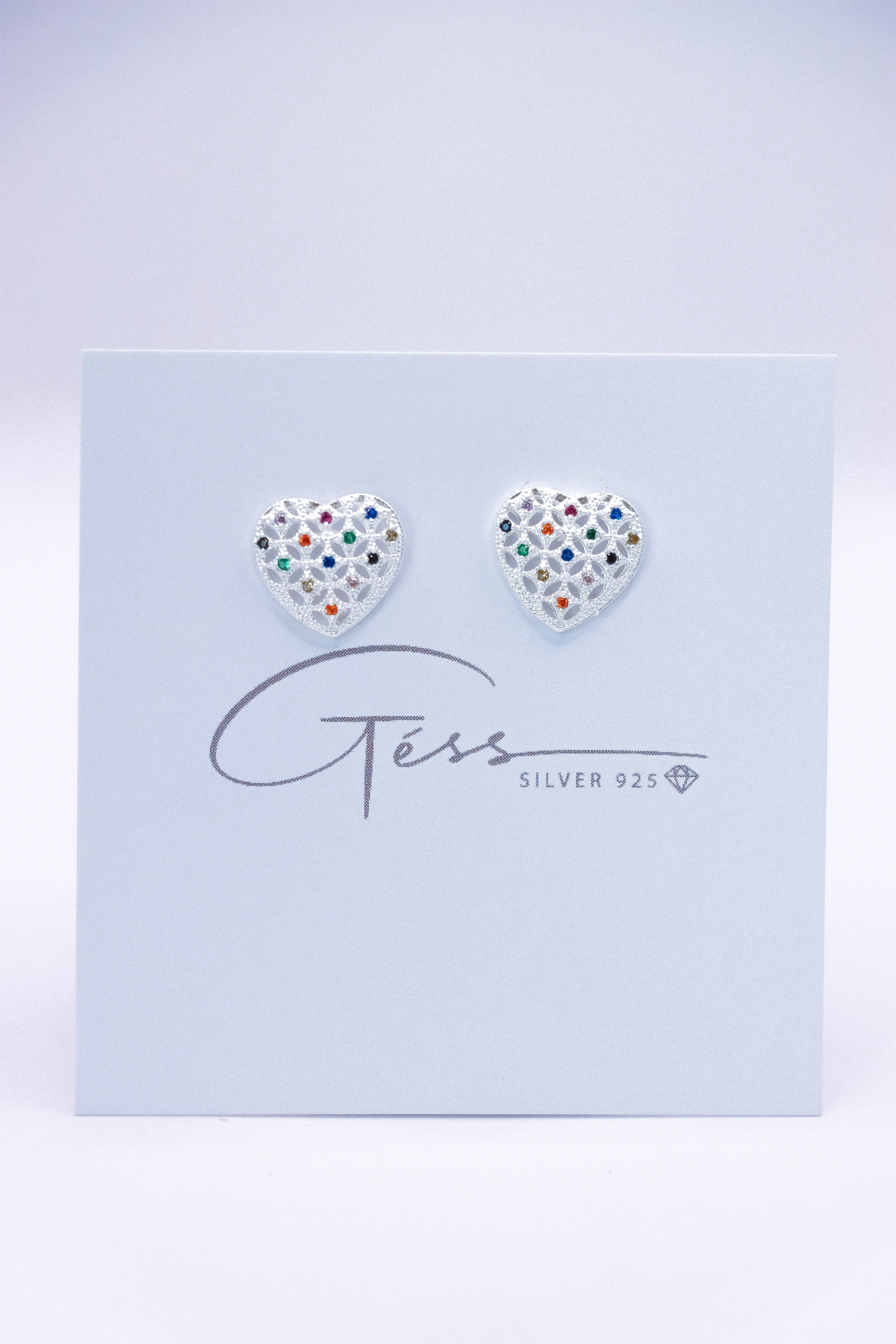 MULTI SAPPHIRE HEART EARRING