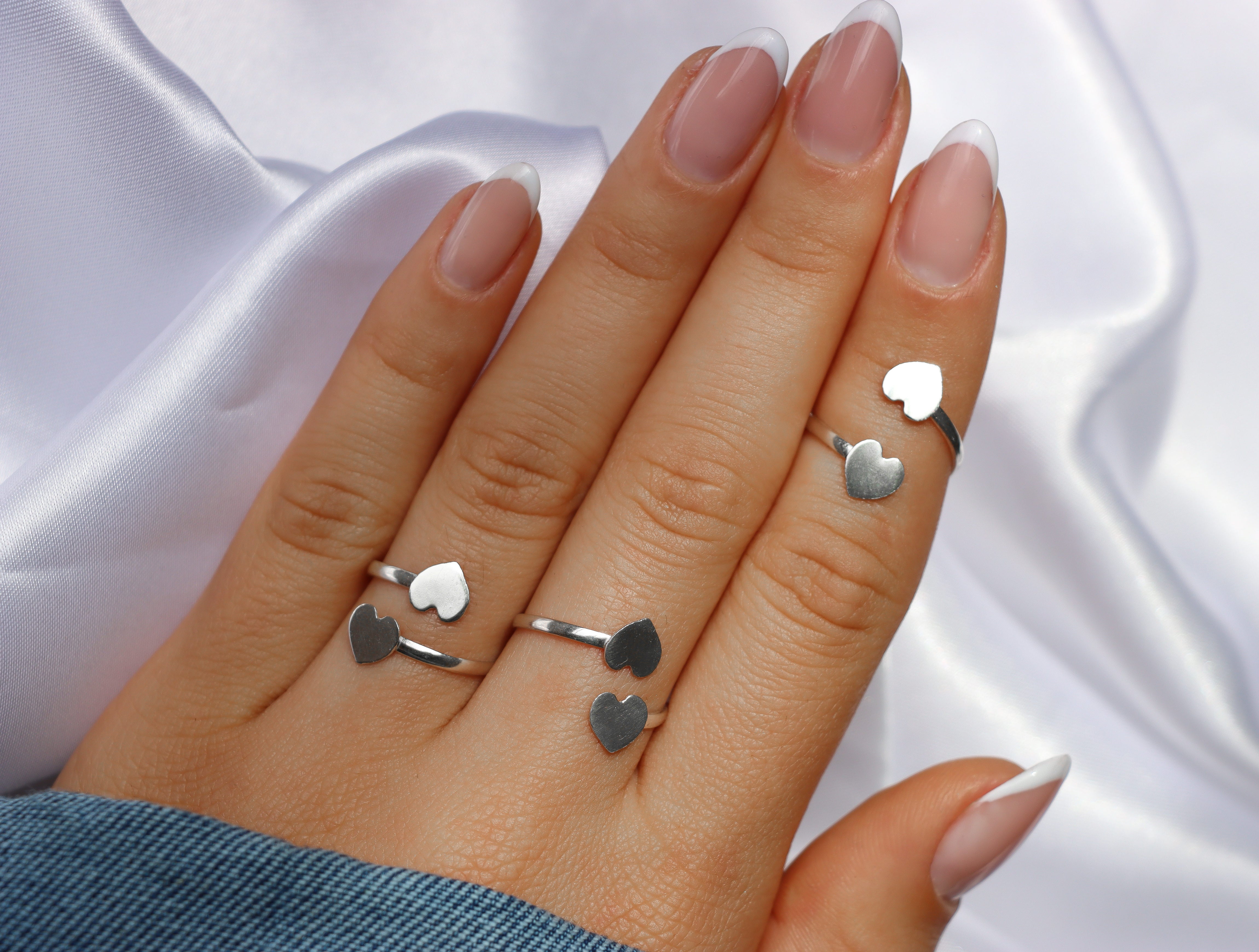 ADJUSTABLE DOUBLE HEART RING